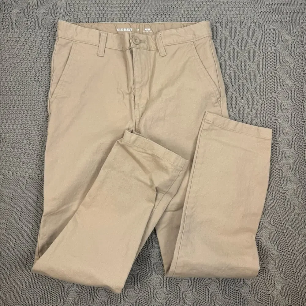 Old Navy Boys Tan Chino Khaki Pants 12 SLIM
